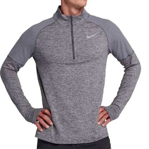 nike running dri fit long sleeves men shirt Gray - Picture 1 of 3